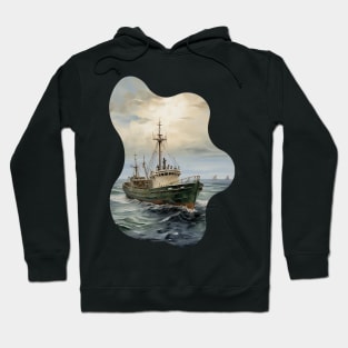 Impasto Seascape in Light Indigo Hoodie